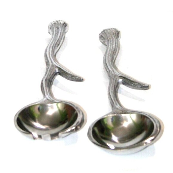 Long Antler Aluminum Salad Serving Spoon Salad Serving Fork Servers Set 12 Inch - Picture 7 of 11